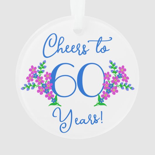 Blue Birdie Vergiss mich Nicht Blume 60. Geburtsta Ornament (Rückseite)
