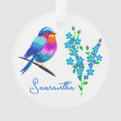 Blue Birdie Vergiss mich Nicht Blume 60. Geburtsta Ornament (Vorderseite)