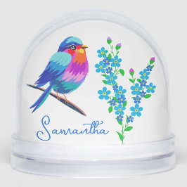 Blue Birdie Vergiss mich Nicht Blume 60. Geburtsta Schneekugeln