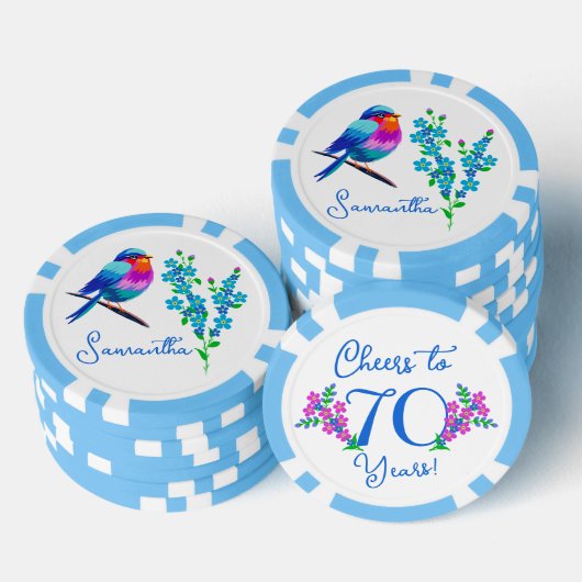 Blue Birdie Vergiss mich Nicht Blume 70. Geburtsta Pokerchips (Stapel)
