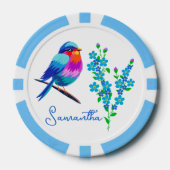 Blue Birdie Vergiss mich Nicht Blume 70. Geburtsta Pokerchips (Vorderseite)