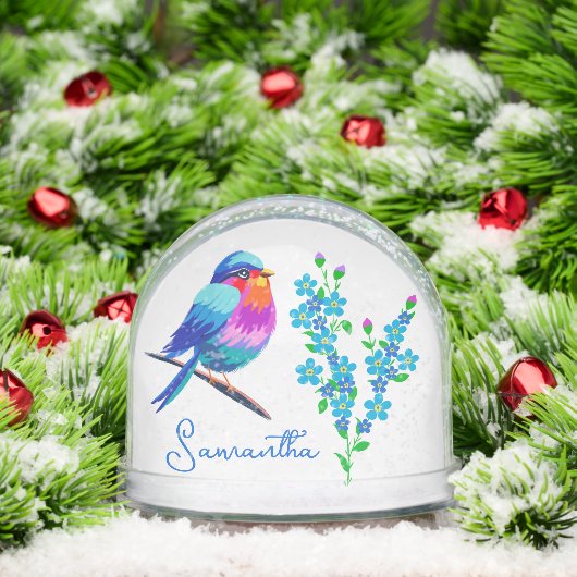 Blue Birdie Vergiss mich Nicht Blume 80. Geburtsta Schneekugeln (Weihnachten)