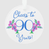 Blue Birdie Vergiss mich Nicht Blume 90. Geburtsta Ornament (Rückseite)