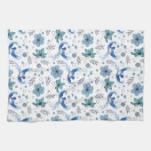 Blue Birds and Floral Harmony Seamless Pattern Geschirrtuch (Horizontal)