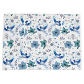 Blue Birds and Floral Harmony Seamless Pattern Große Geschenktüte (Vorderseite)