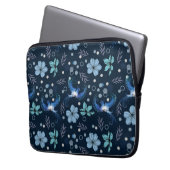 Blue Birds and Floral Harmony Seamless Pattern Laptopschutzhülle (Vorderseite Links)