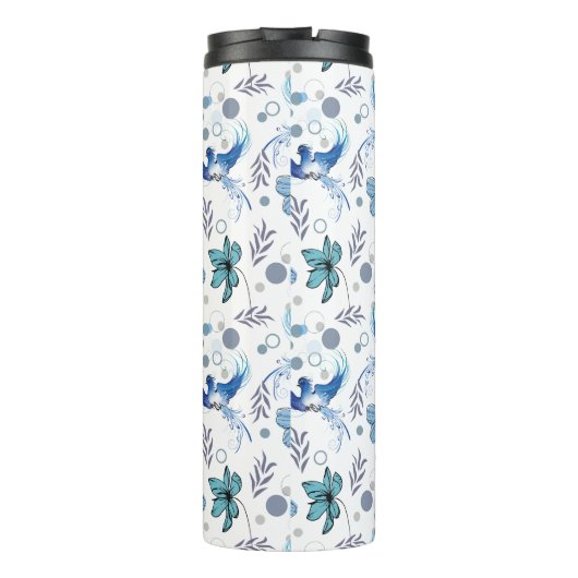 Blue Birds and Floral Harmony Seamless Pattern Thermosbecher (Rückseite)