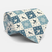 Blue Birds and Snowflakes Christmas Winter Pattern Krawatte (Gerollt)