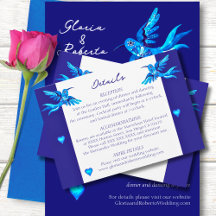 Blue Birds Boho Mexican Wedding Card