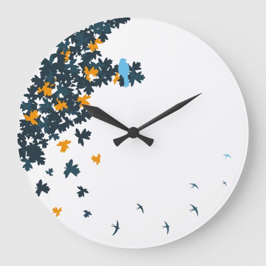 Blue Birds Clock Große Wanduhr (Vorderseite)