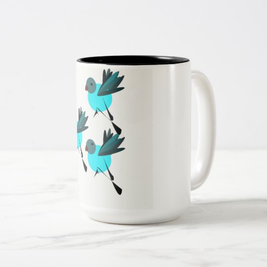 Blue Birds Kaffee Tasse (VorderseiteRechts)