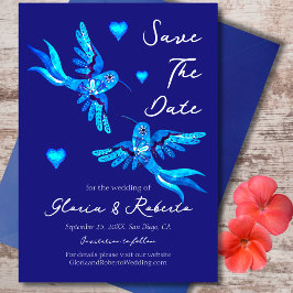 Blue Birds Mexican Wedding Save the Date Card Einladung
