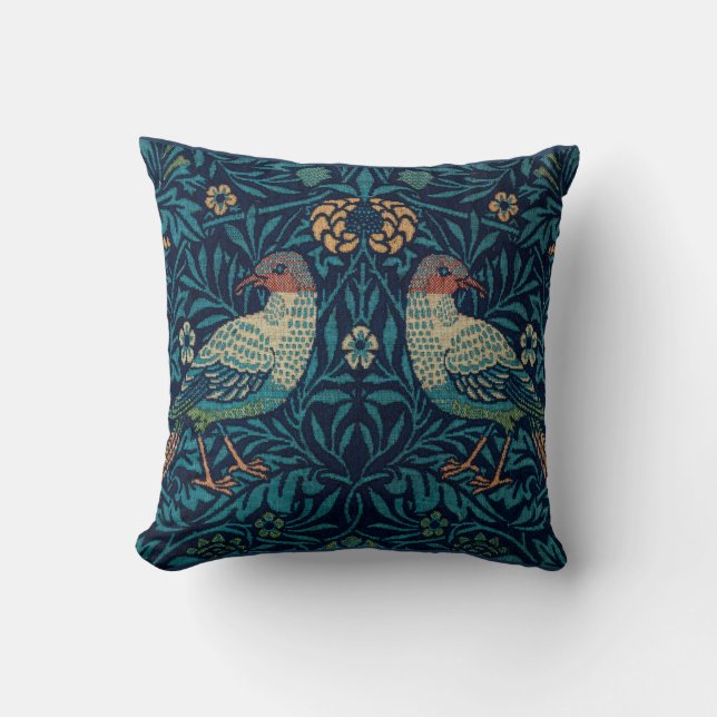Blue Birds Pattern von William Morris Kissen (Vorderseite)