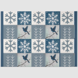 Blue Birds & Snowflakes Christmas Winter Decoupage Seidenpapier