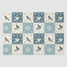 Blue Birds & Snowflakes Christmas Winter Decoupage