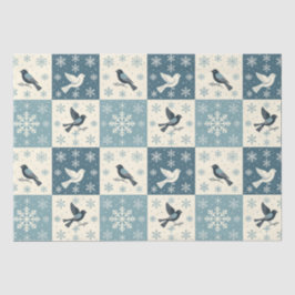 Blue Birds & Snowflakes Christmas Winter Decoupage Seidenpapier