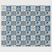 Blue Birds & Snowflakes Christmas Winter Pattern Geschenkpapier (Flach)