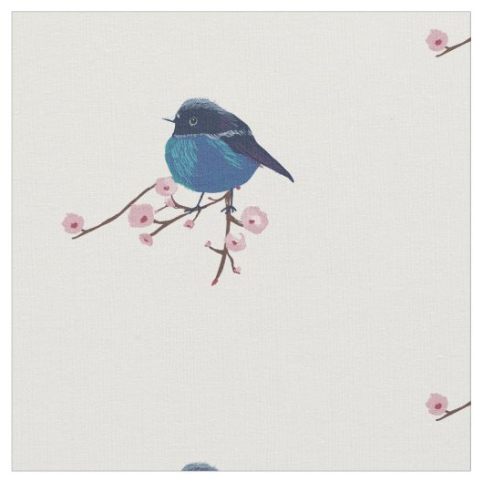 Blue Birds Spring Art Stoff (Nahaufnahme)