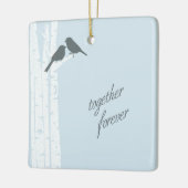 Blue Birds Together Forever Christmas Keramikornament (Links)