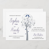 Blue Birds tree Hebrew Jüdische Einladung zur Hoch (Vorne/Hinten)