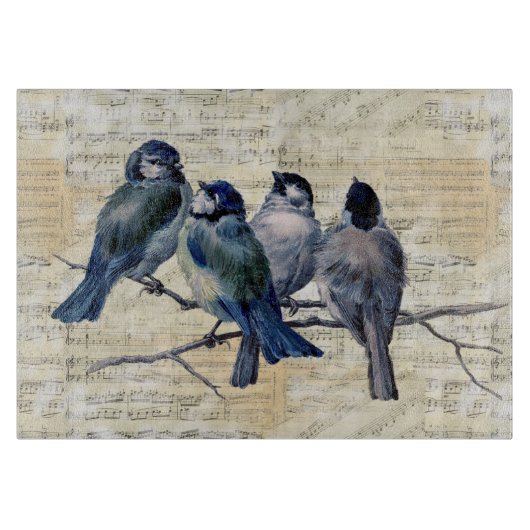 Blue Birds Vintag Sheet Music Cutting Board Schneidebrett (Vorderseite)