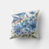 Blue Birds Watercolor Florals Botanicals Kissen (Rückseite)