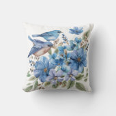 Blue Birds Watercolor Florals Botanicals Kissen (Vorderseite)