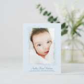 Blue Birth Announcement Boy Postkarte (Stehend Vorderseite)