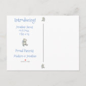 Blue Birth Foto Bear Baby Ankündigung (Rückseite)