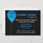 Blue Birthday Ballon mit Foto Einladung (Rückseite)