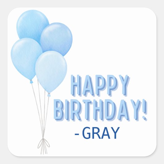 Blue Birthday Balloons Sticker (Vorderseite)