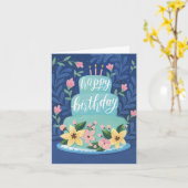 Blue Birthday Cake Birthday Grußkarte Karte (Gelbe Blume)