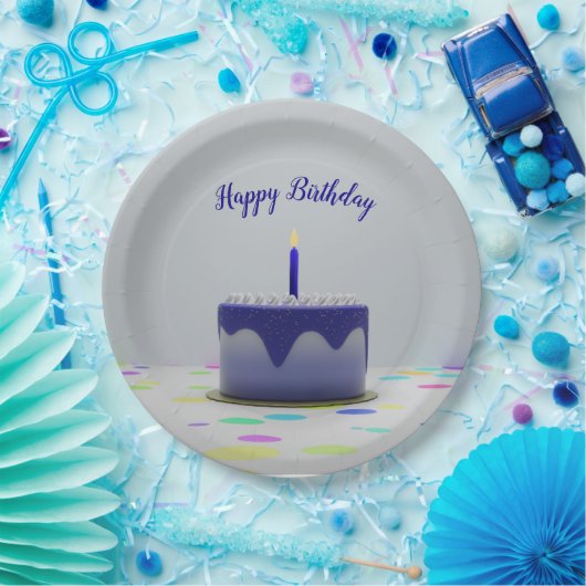 Blue Birthday Cake Pappteller (Party)