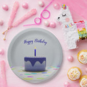 Blue Birthday Cake Pappteller (Party)