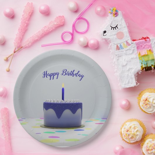 Blue Birthday Cake Pappteller (Party)