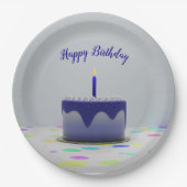 Blue Birthday Cake Pappteller (Vorderseite)