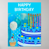 Blue Birthday Cake Poster (Vorne)