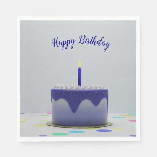 Blue Birthday Cake Serviette (Vorderseite)