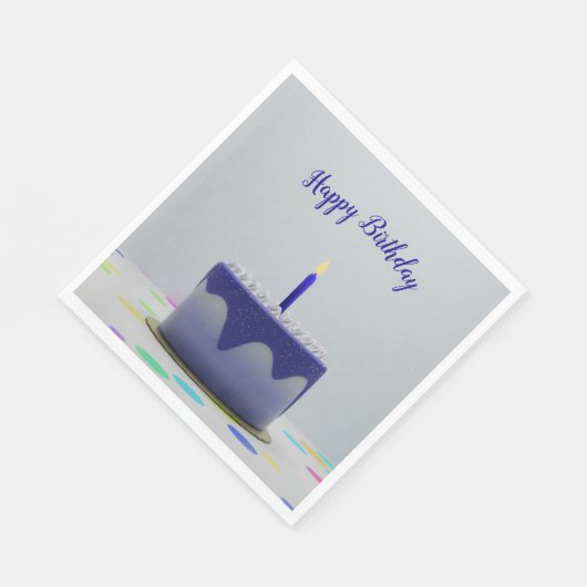 Blue Birthday Cake Serviette (Ecke)