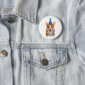 Blue Birthday Corgi Classic T - Shirt Button (Beispiel)