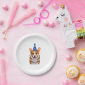 Blue Birthday Corgi Classic T - Shirt Pappteller (Party)