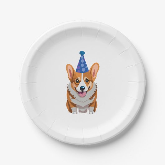 Blue Birthday Corgi Classic T - Shirt Pappteller (Vorderseite)