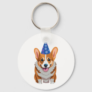 Blue Birthday Corgi Classic T - Shirt Schlüsselanhänger