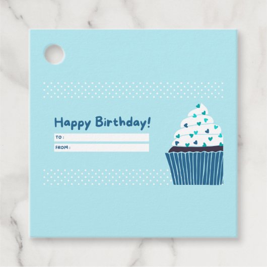Blue Birthday Cupcake Geschenkanhänger (Vorderseite)