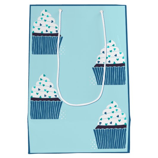 Blue Birthday Cupcake Mittlere Geschenktüte (Rückseite)