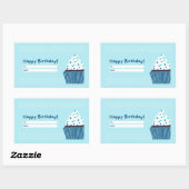 Blue Birthday Cupcake Rechteckiger Aufkleber (Blatt)