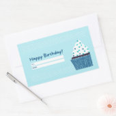 Blue Birthday Cupcake Rechteckiger Aufkleber (Umschlag)