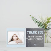 Blue Birthday Danke Ihnen Foto Card Kinder (Stehend Vorderseite)