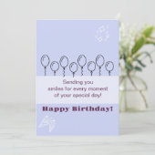 Blue Birthday Einladungskarte Einladung (Stehend Vorderseite)