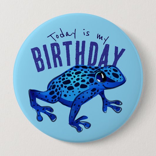 Blue Birthday Frosch Button (Vorderseite)